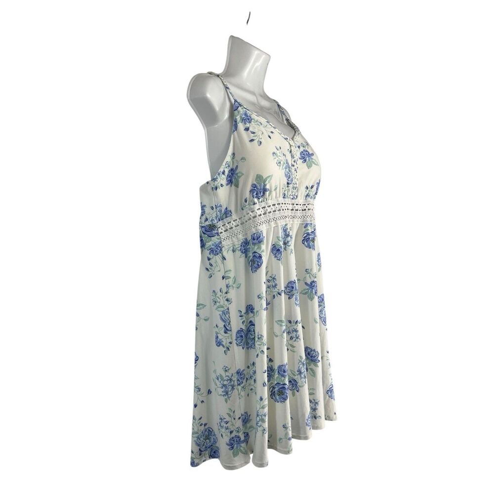 No Boundaries Women XXXL 21 Crochet Waist Floral Sundress Blue White Mini NWT - Picture 2 of 8